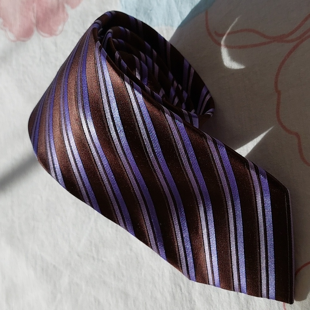 Balmain Purple / Brown Silk Tie